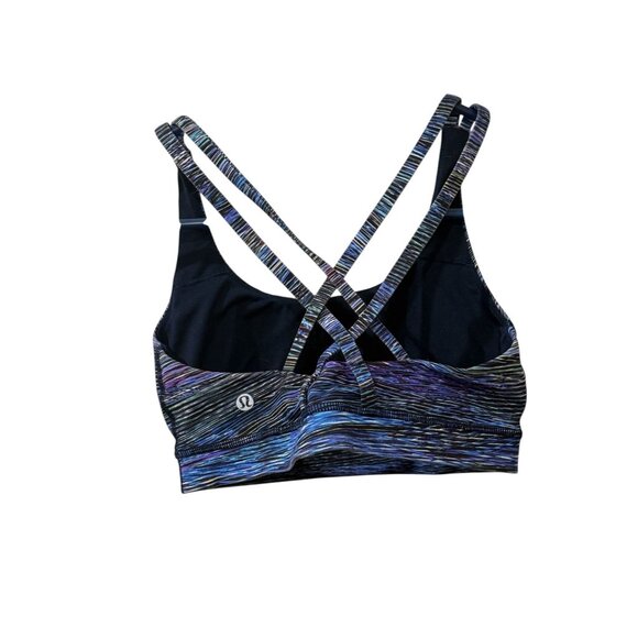 Lululemon Multicolor blue Striped Crisscross energy Sports Bra Size 6 - Picture 2 of 4